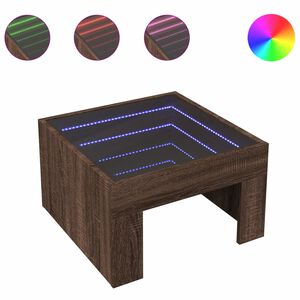 vidaXL Kavos staliukas su Infinity LED lemputėmis, rudas, 50x50x30cm