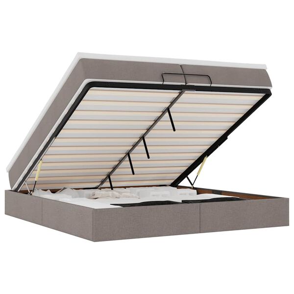 vidaXL Osmanų lovos rėmas su čiužiniais, taupe, 200x200cm, audinys