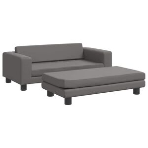 vidaXL Vaiki&scaron;ka sofa su pakoja, pilka, 100x50x30cm, dirbtinė oda