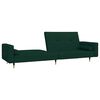 vidaXL Dvivietė sofa-lova su dvejomis pagalvėmis, žalia, aksomas