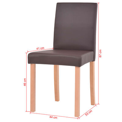 vidaXL Valgomojo stalas ir kėdės, 7vnt., dirbtinė oda, ąžuolas, ruda