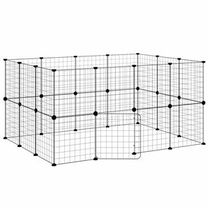 vidaXL Augintinių narvas, 28 segmentai, juodas, 140x105x70cm, plienas
