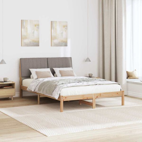 vidaXL Lovos rėmas Taupe 140 x 190 cm Kietos pu&scaron;ies mediena