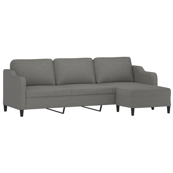 vidaXL Trivietė sofa su pakoja, tamsiai pilkos spalvos, 210cm, audinys