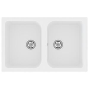 vidaXL Virtuvės kriauklė Balta 76 x 48 x 30 cm Kvarcas ir derva
