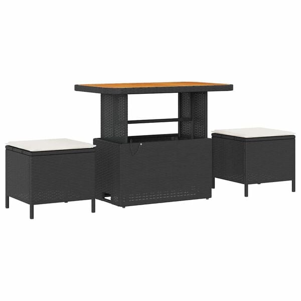 vidaXL Sodo Sofų Rinkinys su pagalve 13 pcs Juoda poliratanas