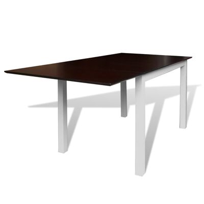 vidaXL Išskleidžiamas valgomojo stalas, kaučiuk., rud. ir balt.,150 cm