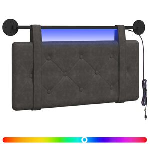 vidaXL Pakabinamas lovos galvūgalis Su LED &scaron;viesa Juoda Antikinis PU