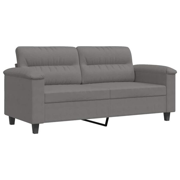 vidaXL Dvivietė sofa, tamsiai pilka, 140cm, mikropluo&scaron;to audinys