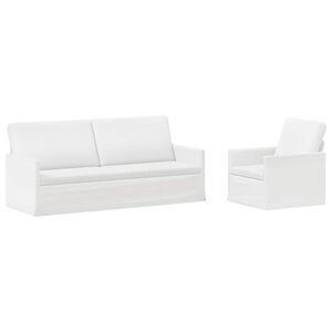 vidaXL Sofos komplektas 2 pcs Balta Audinys
