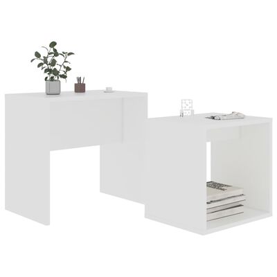 vidaXL Kavos staliukų komplektas, baltos spalvos, 48x30x45cm, MDP