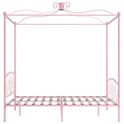 vidaXL Lovos rėmas su baldakimu, rožinės spalvos, 180x200cm, metalas