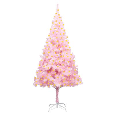 vidaXL Dirbtinė apšviesta Kalėdų eglutė su stovu, rožinė, 210cm, PVC