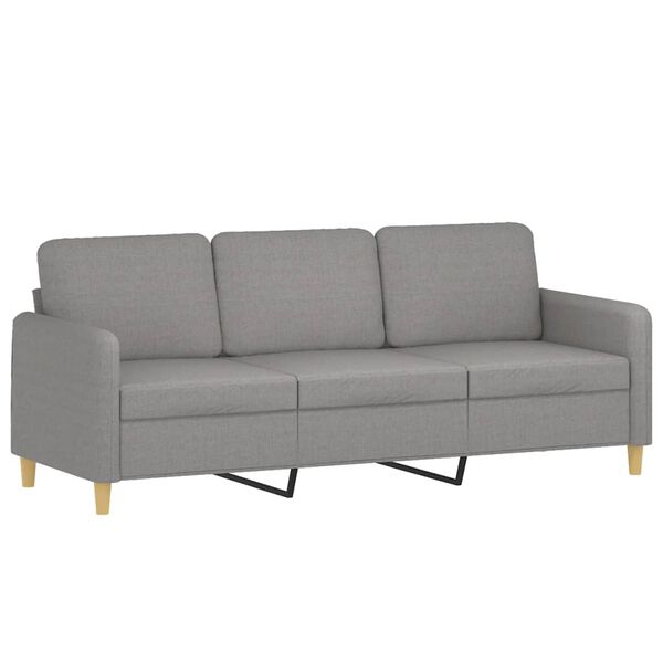 vidaXL Trivietė sofa su pagalvėmis, šviesiai pilka, 180cm, audinys