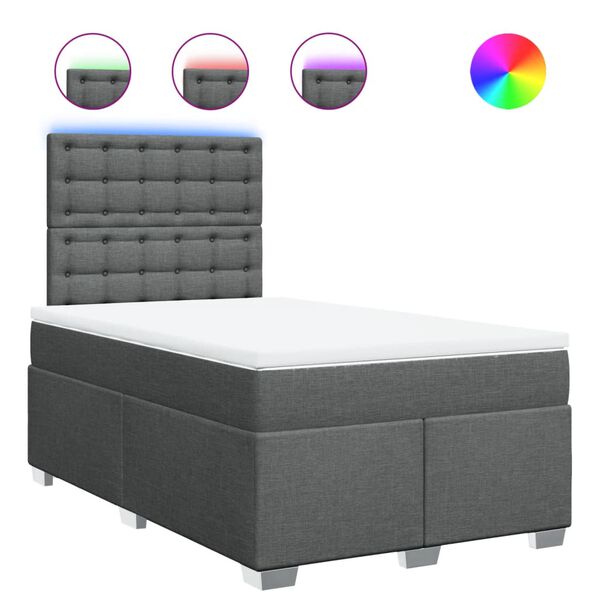 vidaXL Lova su spyruoklėmis ir čiužiniu, tamsiai pilka, 120x200 cm