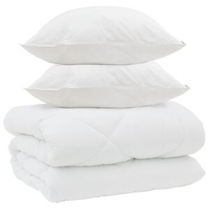 vidaXL Žiemos antklodė su pagalve 3 pcs Balta Mikropluo&scaron;tas