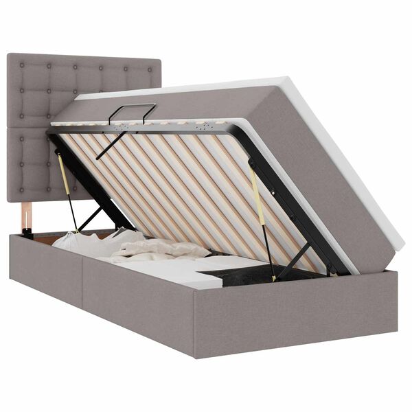 vidaXL Lova su daiktų laikymo vieta ir čiužiniu Taupe 90 x 200 cm