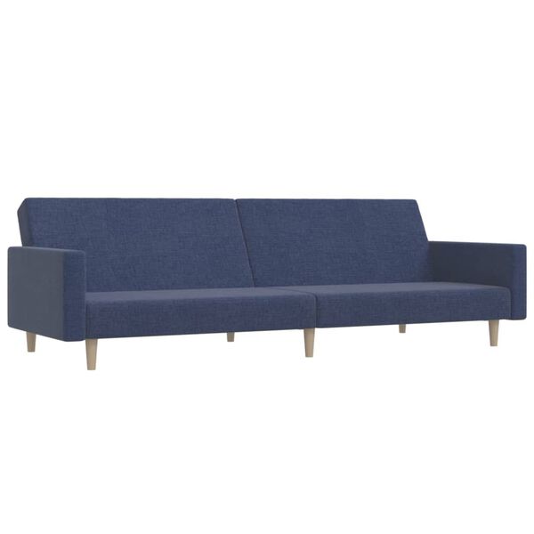 vidaXL Dvivietė sofa-lova su pakoja, mėlynos spalvos, audinys