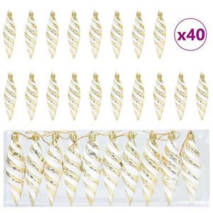 vidaXL Kalėdinis spiralinis kamuolys 40 vnt. Auksinė 3 x 11 cm
