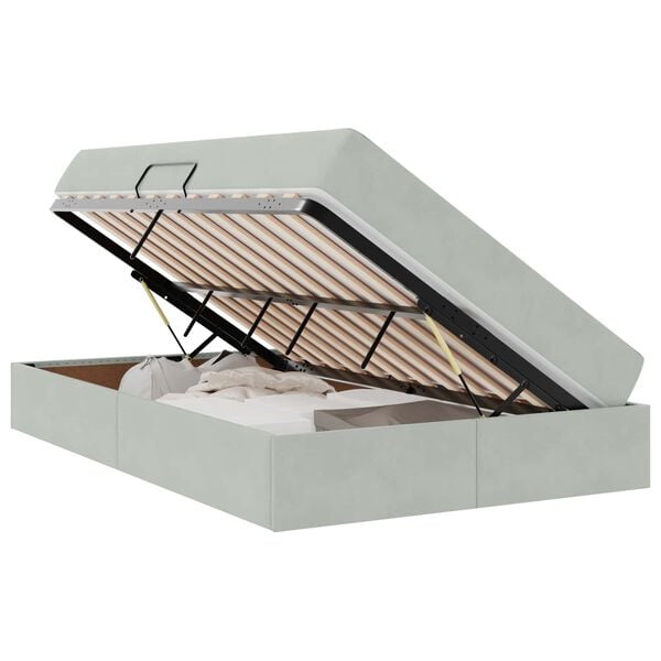 vidaXL Lova su daiktų laikymo vieta ir čiužiniu &Scaron;viesiai pilka