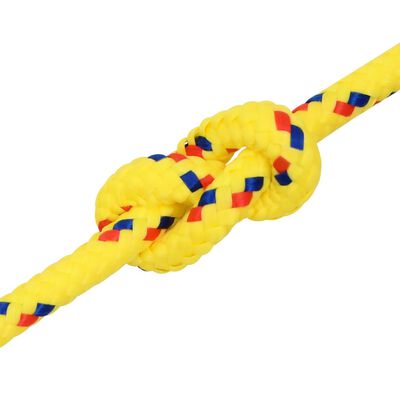 vidaXL Valties virvė, geltonos spalvos, 10mm, 50m, polipropilenas
