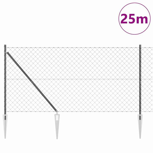 vidaXL Tvorelės stulpas Pilka 25 x 1,4 m (60 x 60 mm tinklas)
