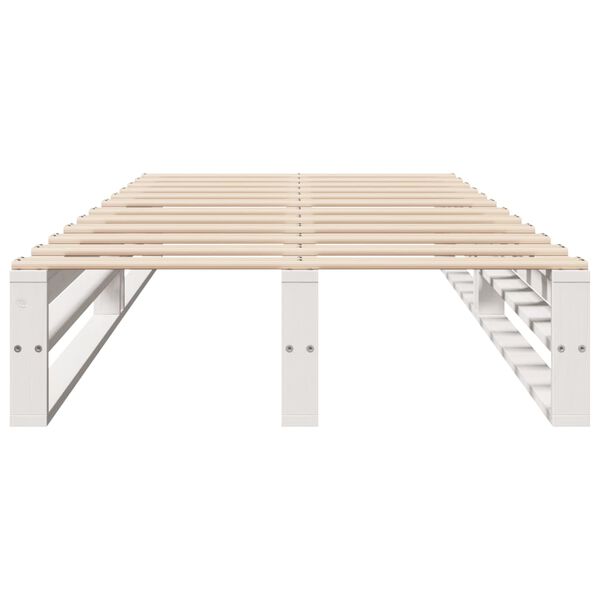 vidaXL Lovos rėmas be čiužinio, balta, 90x190cm, pušies masyvas