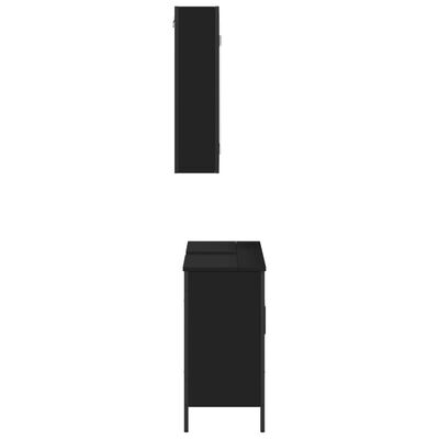 vidaXL Vonios baldų komplektas, 2 dalių, juodas, apdirbta mediena