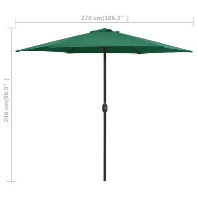 vidaXL Lauko skėtis su aliuminio stulpu, žalios spalvos, 270x246cm