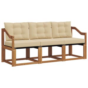 vidaXL Lauko sofos komplektas su pagalve 3 pcs Natūralus ir bežinis