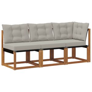 vidaXL Lauko vidurinė ir kampinė sofa su pagalve 3 Vienetas Natūrali