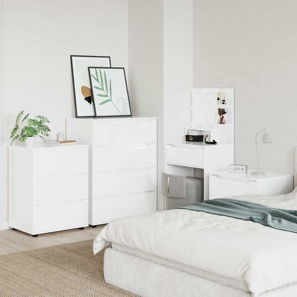 vidaXL Oppbevaringsskap Auk&scaron;tai blizganti balta 60 x 48 x 81 cm