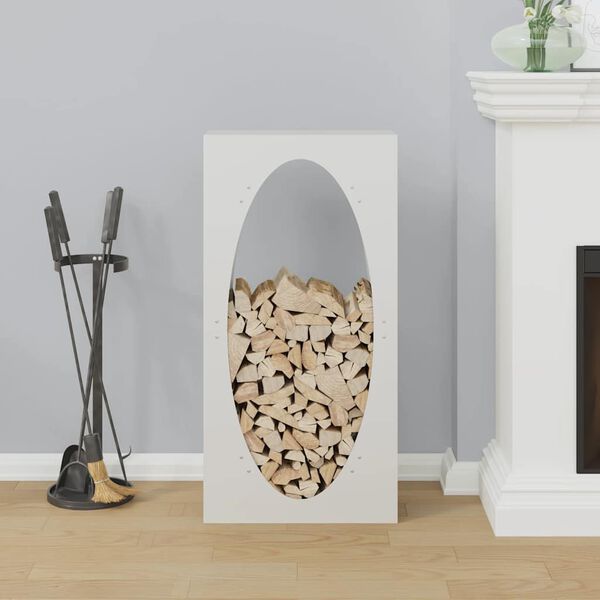 vidaXL Stovas malkoms, balta, 50x23x100 cm, šaltai valcuotas plienas
