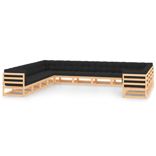 vidaXL Sodo komplektas su pagalvėlėmis, 13 dalių, pu&scaron;ies masyvas