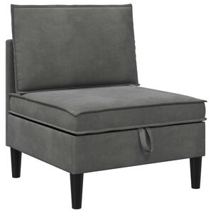 vidaXL Vidurinė sofa su saugykla Tamsiai pilka Aksomas