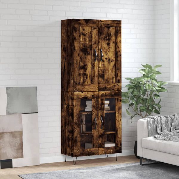 vidaXL Komoda, dūminio ąžuolo spalvos, 69,5x34x180cm, apdirbta mediena