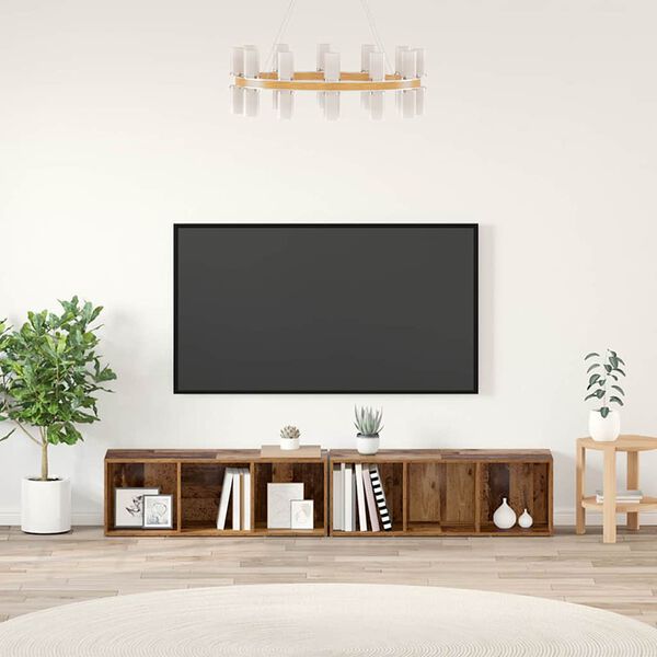 vidaXL TV spintelių komplektas 2 pcs Senovinis medis 37 x 35 x 107cm
