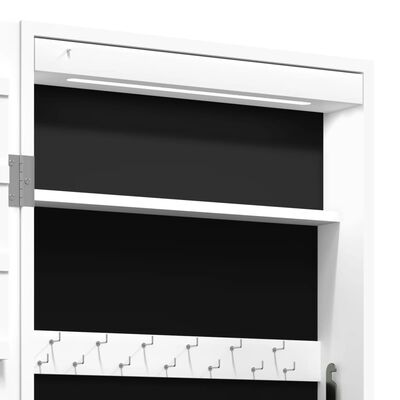 vidaXL Veidrodinė papuošalų spintelė su LED apšvietimu, baltos spalvos