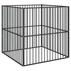 vidaXL Aptvaras &scaron;unims, 4 segmentai, juodas, galvanizuotas plienas