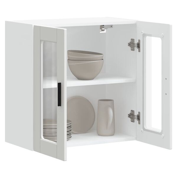 vidaXL Virtuvės spintelė su stiklinėmis durimis, Porto, balta