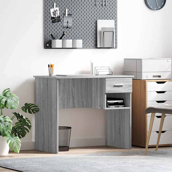 vidaXL Stalas Pilka sonoma ąžuolo 90 x 49.5 x 75 cm Apdirbta mediena