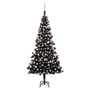 vidaXL Dirbtinė Kalėdų eglutė su žaisliukais, juoda, 210cm, PVC