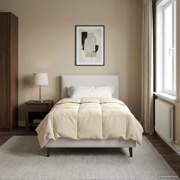 vidaXL Vasaros antklodė Tik&scaron;tas Kreminė 155 x 200 cm Mikropluo&scaron;tas