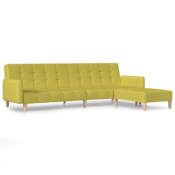 vidaXL Dvivietė sofa-lova su pakoja, žalios spalvos, audinys