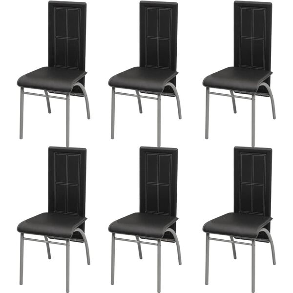 vidaXL Septynių Dalių Valgomojo Baldų Komplektas, Juodas