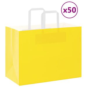vidaXL Popieriniai mai&scaron;eliai 50vnt. su rankenomis, geltonos 32x17x25cm