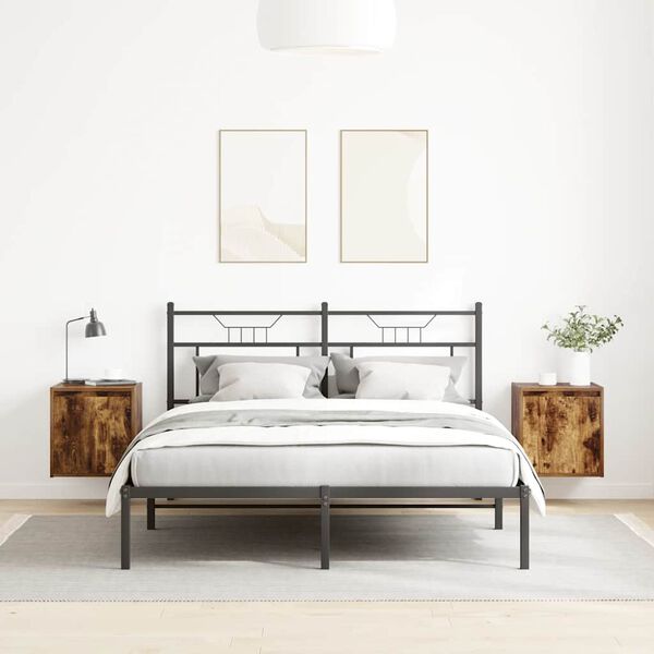 vidaXL Sieninės naktinės spintelės, 2vnt., dūminio ąžuolo, 38x34x40 cm