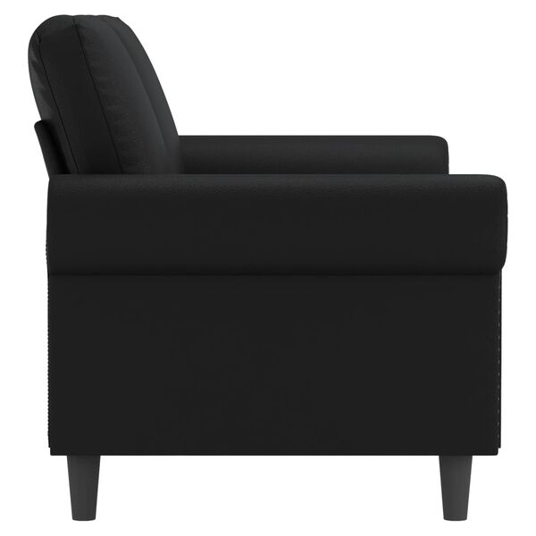 vidaXL Dvivietė sofa, juodos spalvos, 140cm, dirbtinė oda