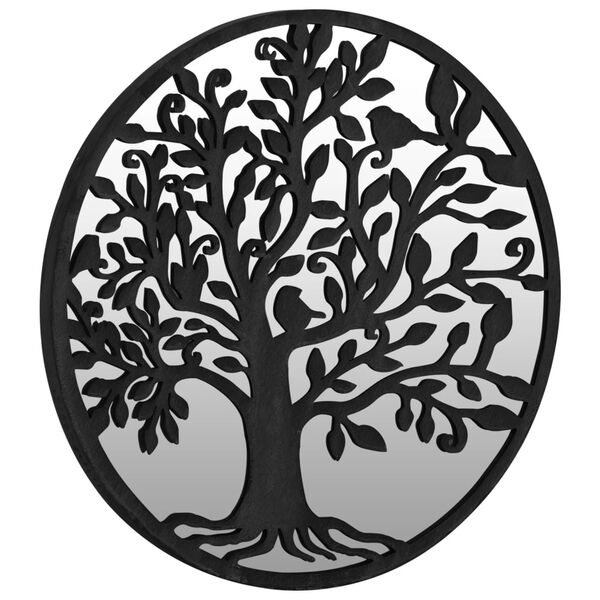 vidaXL Sodo veidrodis, juodos spalvos, 60x2,5cm, geležis, apskritas