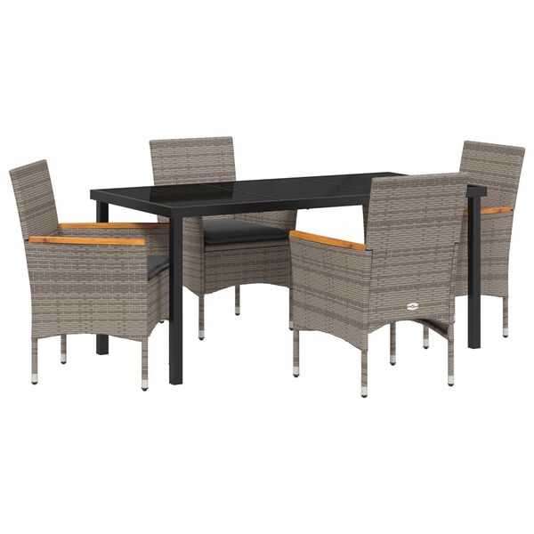 vidaXL Sodo valgomojo komplektas su pagalve 5 pcs Pilka poliratanas